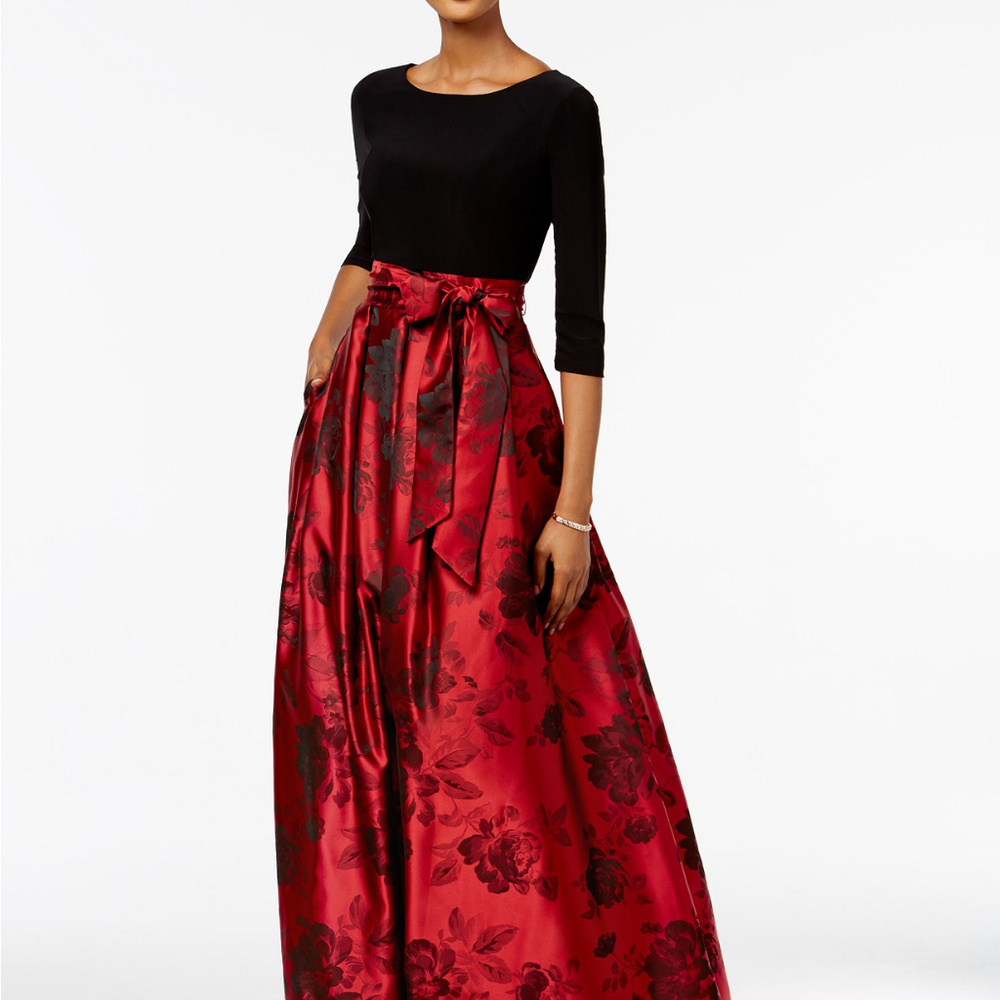 Jessica Howard Floral-Print Ball Gown Dress EUC